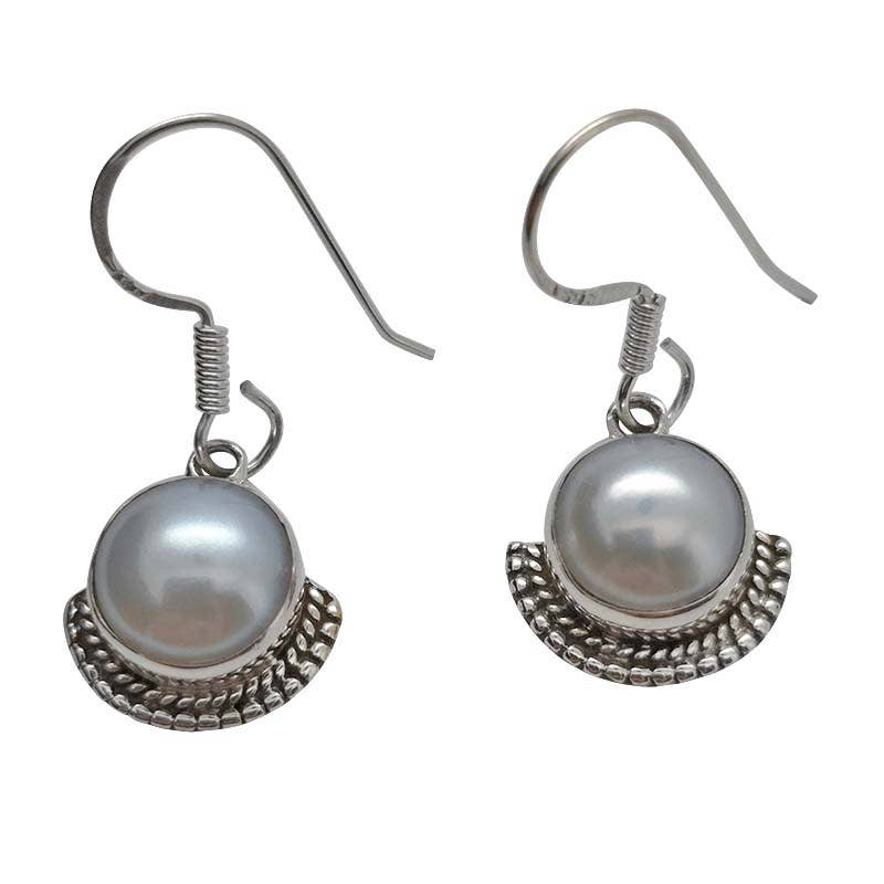 Pearl Sterling Silver Dangle Earrings