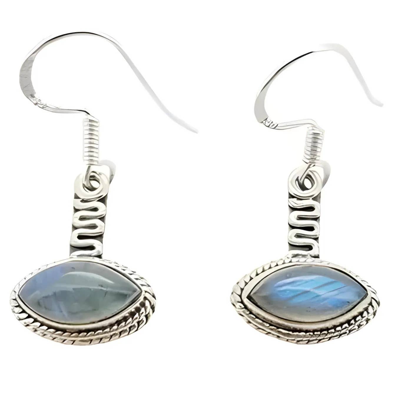 Labradorite Silver Earrings On Hooks