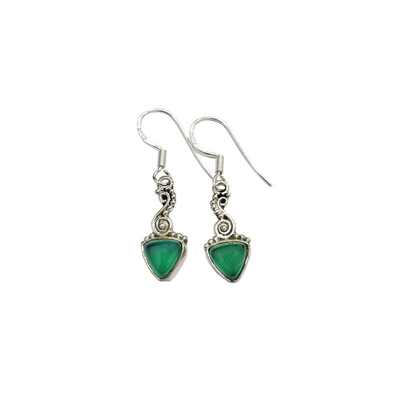 Green Onyx Sterling Silver Dangle Earrings