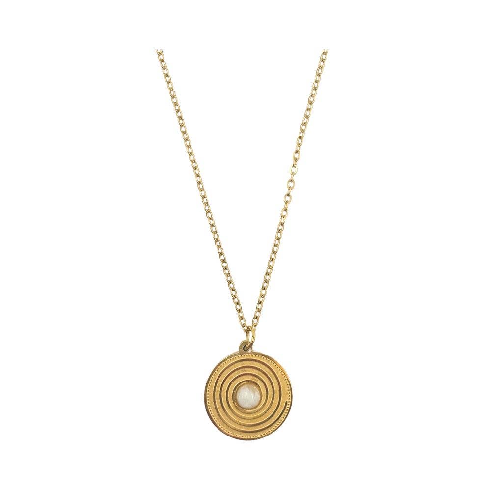 Necklace - Spiral Moonstone, Gold