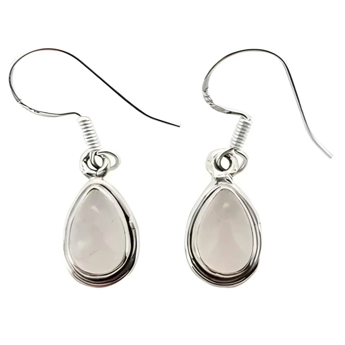 Rose Quartz Silver Dangle Earrings