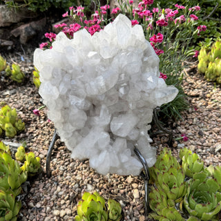 Detail view of Clear Quartz Specimen on Stand Statement Piece at Mind's Eye Mystics