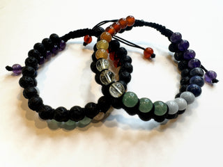 Double Row Chakra & Lava Bracelet 6mm - Mind's Eye Mystics