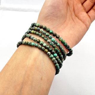 Detail view of African Turquoise Bracelet 4mm Jewelry - Bracelet at Mind's Eye Mystics