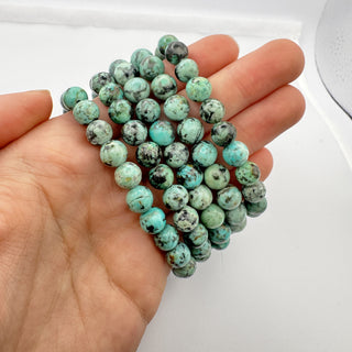 Detail view of African Turquoise Bracelet 8mm Jewelry - Bracelet at Mind's Eye Mystics