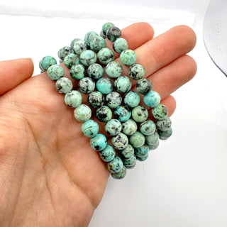 Detail view of African Turquoise Bracelet 8mm Jewelry - Bracelet at Mind's Eye Mystics