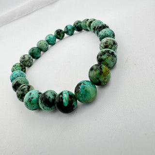 Detail view of African Turquoise Bracelet 8mm Jewelry - Bracelet at Mind's Eye Mystics