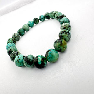 Detail view of African Turquoise Bracelet 8mm Jewelry - Bracelet at Mind's Eye Mystics