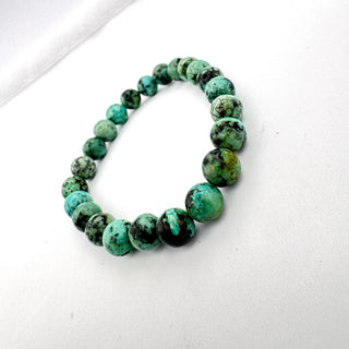 Detail view of African Turquoise Bracelet 8mm Jewelry - Bracelet at Mind's Eye Mystics