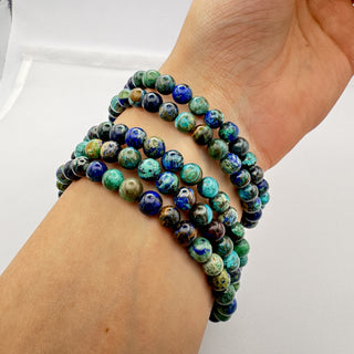 Azurite Malachite Bracelet 6mm Jewelry - Bracelet at Mind's Eye Mystics