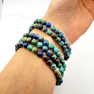Azurite Malachite Bracelet 6mm Jewelry - Bracelet at Mind's Eye Mystics