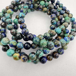 Detail view of Azurite Malachite Bracelet 6mm Jewelry - Bracelet at Mind's Eye Mystics