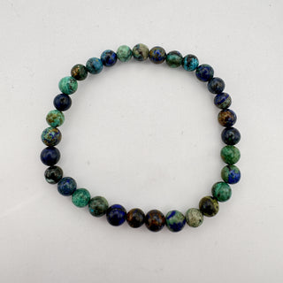Detail view of Azurite Malachite Bracelet 6mm Jewelry - Bracelet at Mind's Eye Mystics
