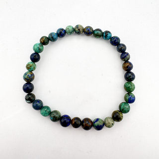 Detail view of Azurite Malachite Bracelet 6mm Jewelry - Bracelet at Mind's Eye Mystics