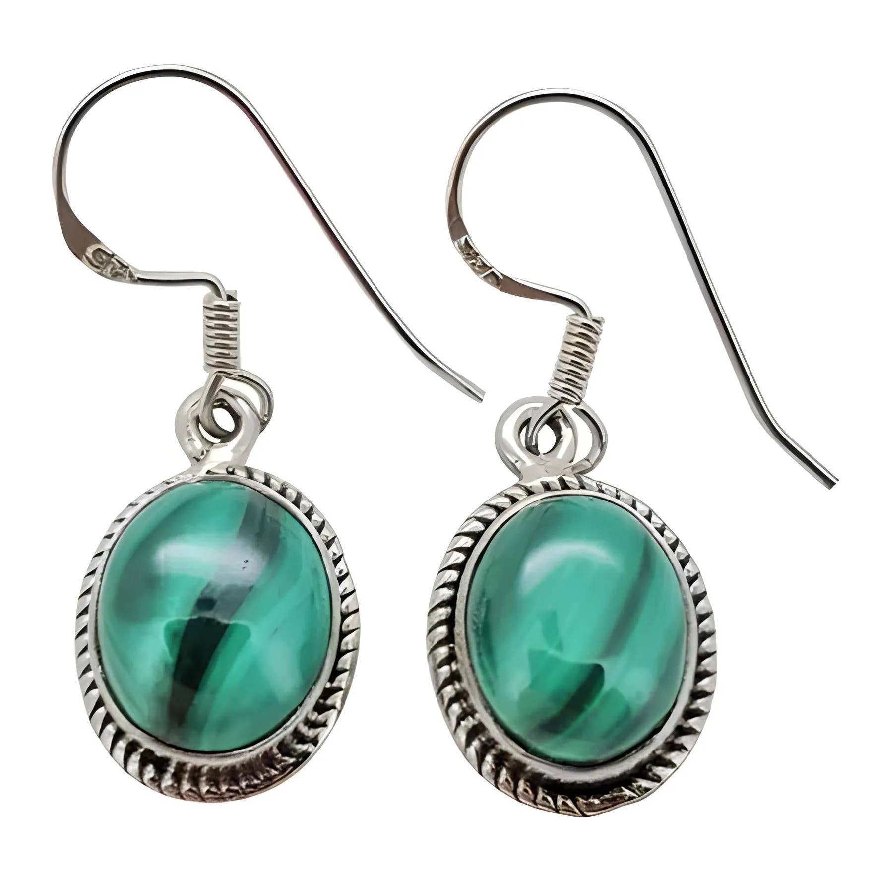 Malachite Silver Hook Earrings