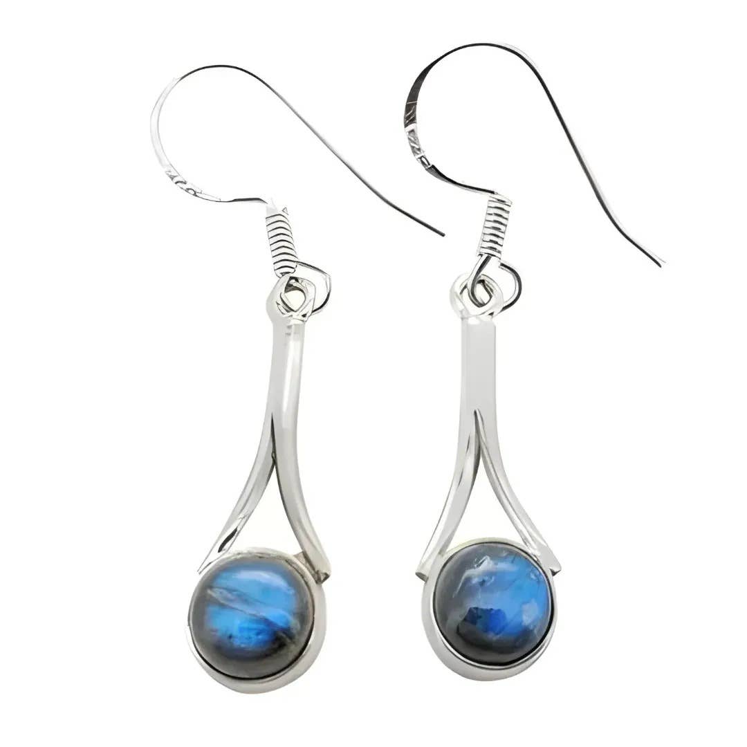 Labradorite Silver Earrings On Hooks