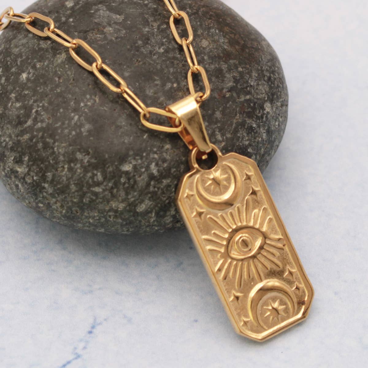 Celestial Gaze Gold Bar Eye Necklace