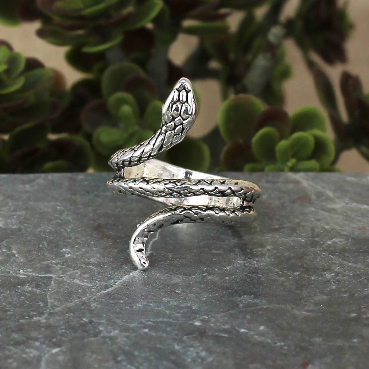 Tight Squeeze Silver Snake Wrap Band Ring