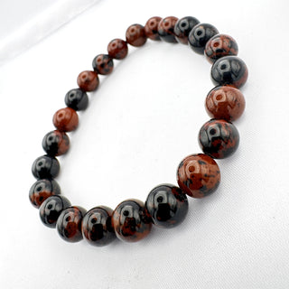 Detail view of Mahogany Obsidian Bracelet 8mm Jewelry - Bracelet at Mind's Eye Mystics