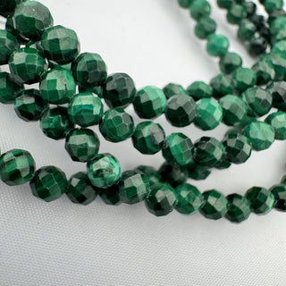 Detail view of Malachite Faceted Stone Bracelet 4mm Jewelry - Bracelet at Mind's Eye Mystics