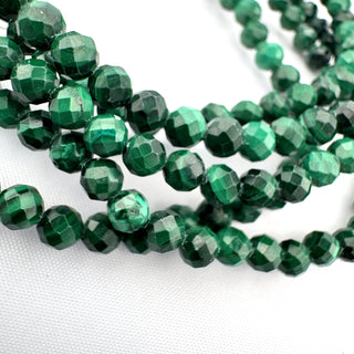 Detail view of Malachite Faceted Stone Bracelet 4mm Jewelry - Bracelet at Mind's Eye Mystics