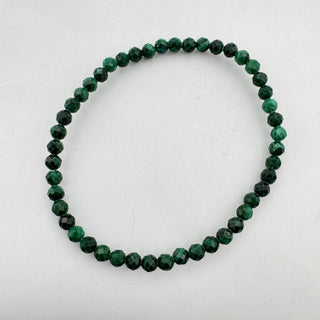Detail view of Malachite Faceted Stone Bracelet 4mm Jewelry - Bracelet at Mind's Eye Mystics