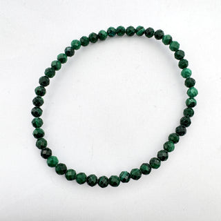 Detail view of Malachite Faceted Stone Bracelet 4mm Jewelry - Bracelet at Mind's Eye Mystics