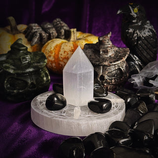 Mini Crystal Grid Set for Protection, Halloween styled lifestyle photo