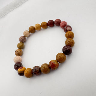 Detail view of Mookaite Jasper Bracelet 8mm Jewelry - Bracelet at Mind's Eye Mystics