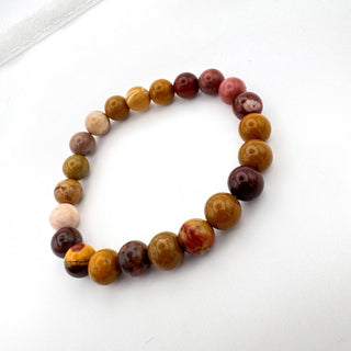 Detail view of Mookaite Jasper Bracelet 8mm Jewelry - Bracelet at Mind's Eye Mystics
