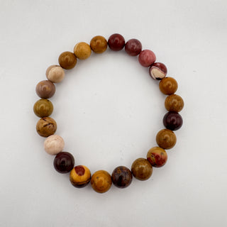 Detail view of Mookaite Jasper Bracelet 8mm Jewelry - Bracelet at Mind's Eye Mystics