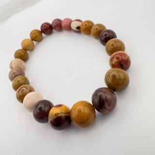 Detail view of Mookaite Jasper Bracelet 8mm Jewelry - Bracelet at Mind's Eye Mystics