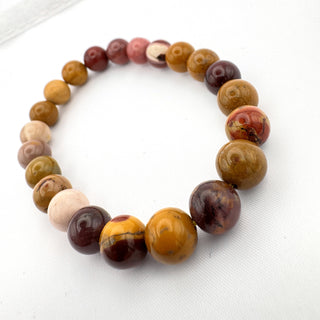 Detail view of Mookaite Jasper Bracelet 8mm Jewelry - Bracelet at Mind's Eye Mystics