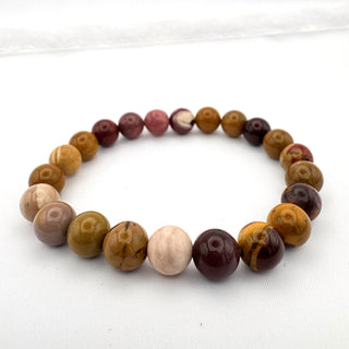 Detail view of Mookaite Jasper Bracelet 8mm Jewelry - Bracelet at Mind's Eye Mystics