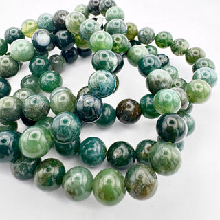 Detail view of Moss Agate Bracelet 8mm Jewelry - Bracelet at Mind's Eye Mystics