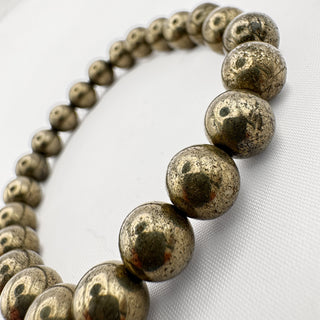 Detail view of Pyrite 8mm Bracelet Jewelry - Bracelet at Mind's Eye Mystics