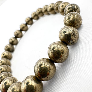 Detail view of Pyrite 8mm Bracelet Jewelry - Bracelet at Mind's Eye Mystics