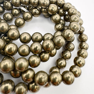 Detail view of Pyrite 8mm Bracelet Jewelry - Bracelet at Mind's Eye Mystics