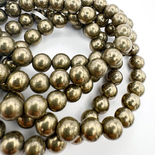 Detail view of Pyrite 8mm Bracelet Jewelry - Bracelet at Mind's Eye Mystics