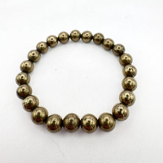 Detail view of Pyrite 8mm Bracelet Jewelry - Bracelet at Mind's Eye Mystics