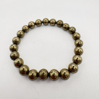 Detail view of Pyrite 8mm Bracelet Jewelry - Bracelet at Mind's Eye Mystics