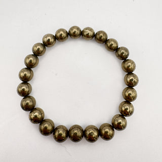 Detail view of Pyrite 8mm Bracelet Jewelry - Bracelet at Mind's Eye Mystics