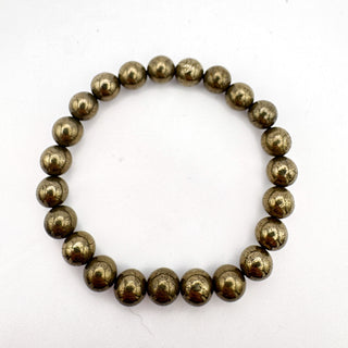 Detail view of Pyrite 8mm Bracelet Jewelry - Bracelet at Mind's Eye Mystics