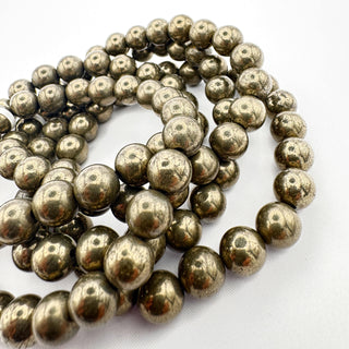 Detail view of Pyrite 8mm Bracelet Jewelry - Bracelet at Mind's Eye Mystics
