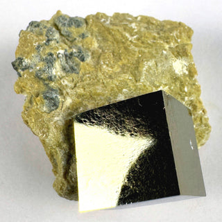 Detail view of Pyrite Cube in Matrix Crystal - Solar Plexus Chakra - Rough at Mind's Eye Mystics