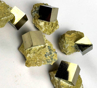 Detail view of Pyrite Cube in Matrix Crystal - Solar Plexus Chakra - Rough at Mind's Eye Mystics
