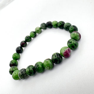 Detail view of Ruby Zoisite Bracelet 8mm Jewelry - Bracelet at Mind's Eye Mystics