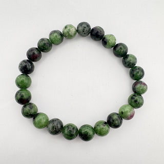 Detail view of Ruby Zoisite Bracelet 8mm Jewelry - Bracelet at Mind's Eye Mystics