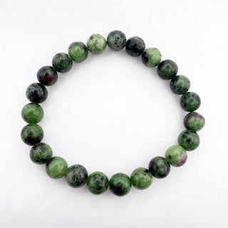 Detail view of Ruby Zoisite Bracelet 8mm Jewelry - Bracelet at Mind's Eye Mystics