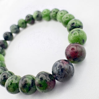 Detail view of Ruby Zoisite Bracelet 8mm Jewelry - Bracelet at Mind's Eye Mystics